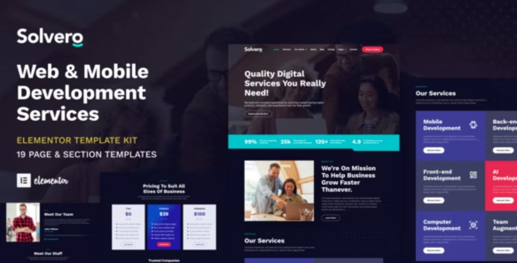 Solvero Web & Mobile Development Service Elementor Template Kit