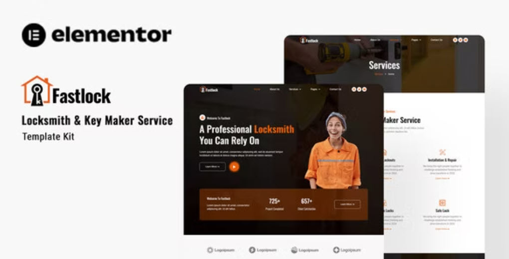 Fastlock Locksmith & Key Maker Service Elementor Template Kit