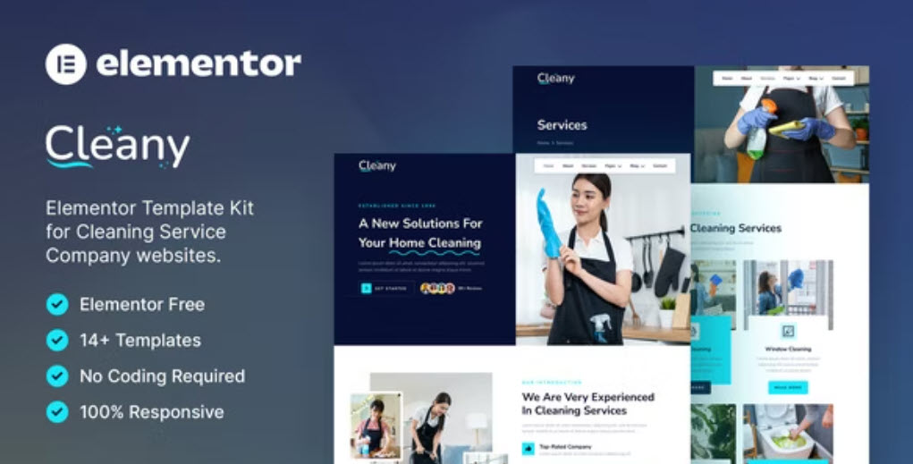 Cleany – Cleaning Service Company Elementor Template Kit