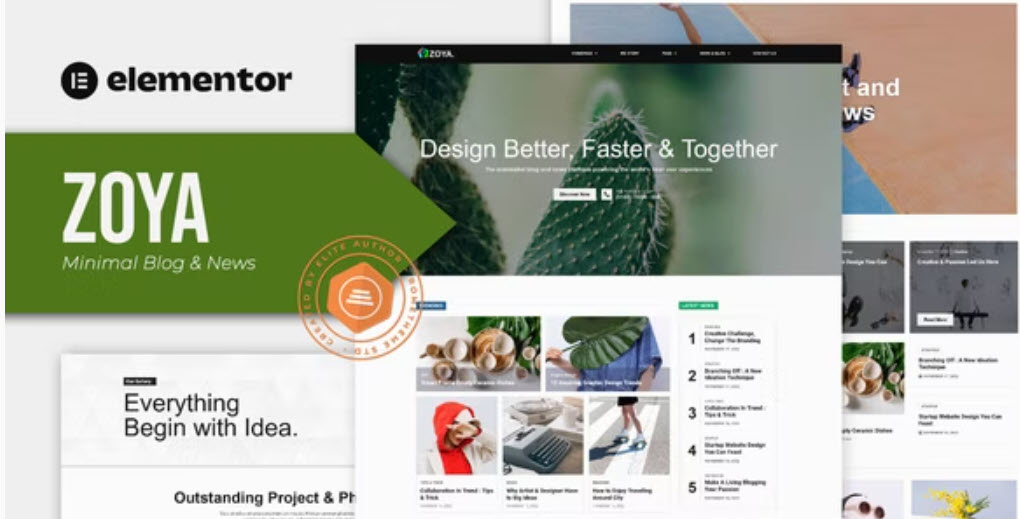 Zoya Minimal Blog Elementor Template Kit