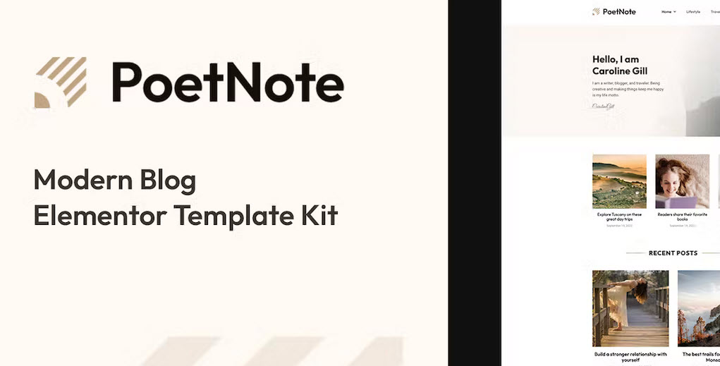 PoetNote Modern Blog Elementor Pro Template Kit