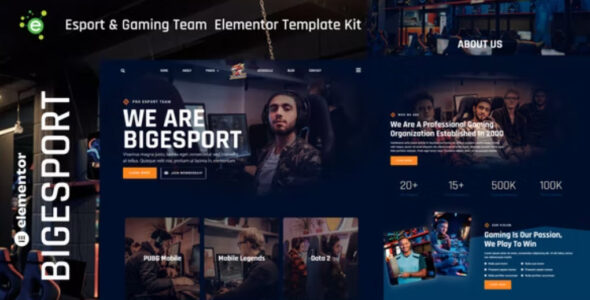 Bigesport Esport & Gaming Team Elementor Template Kit