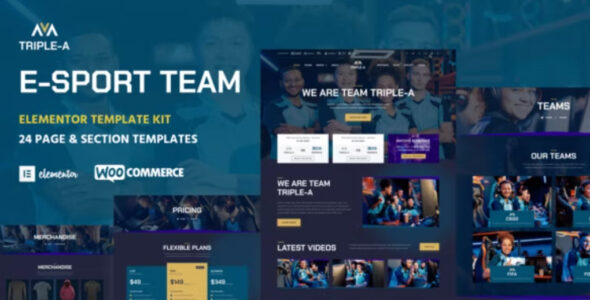 Triple A eSport Team Gaming WooCommerce Elementor Template Kit