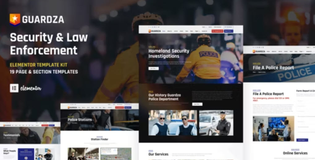Guardza Security & Law Enforcement Elementor Template Kit