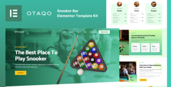 Otaqo Snooker & Pool Bar Elementor Template Kit
