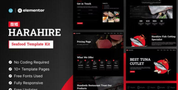 Harahire Seafood Elementor Pro Template Kit