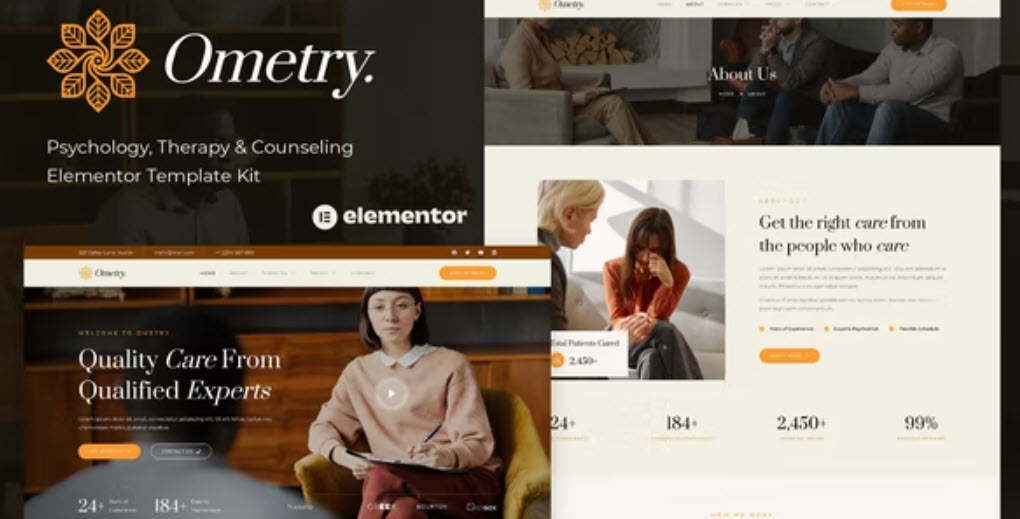 Ometry Psychology Therapy & Counseling Elementor Template Kit