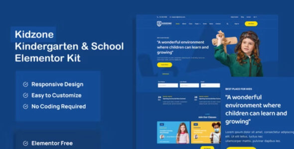 Kidzone Kindergarten & School Elementor Template Kit
