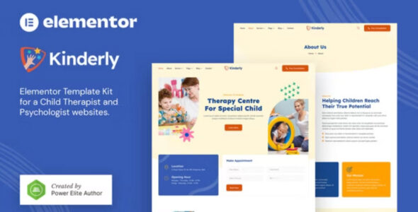 Kinderly – Child Therapist & Psychologist Elementor Template Kit