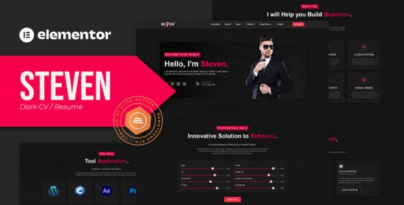 Steven Dark CV Portfolio Resume Elementor Template Kit
