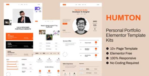 Humton Personal Portfolio Elementor Template Kits