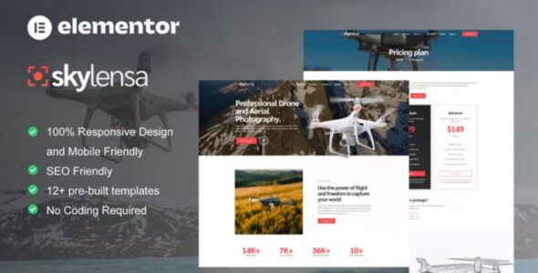 Skylensa Aerial Photography & Videography Elementor Template Kit