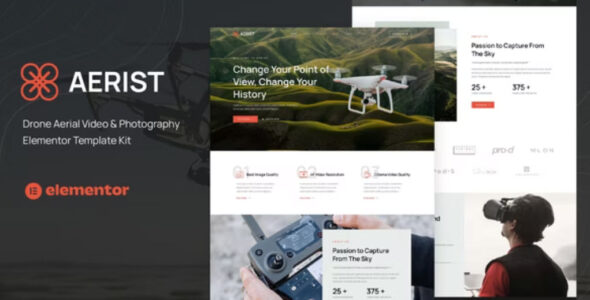 Aerist Drone Aerial Video & Photography Elementor Template Kit