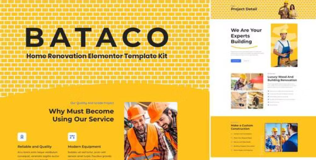 Bataco Home Renovation & Construction Elementor Template Kit