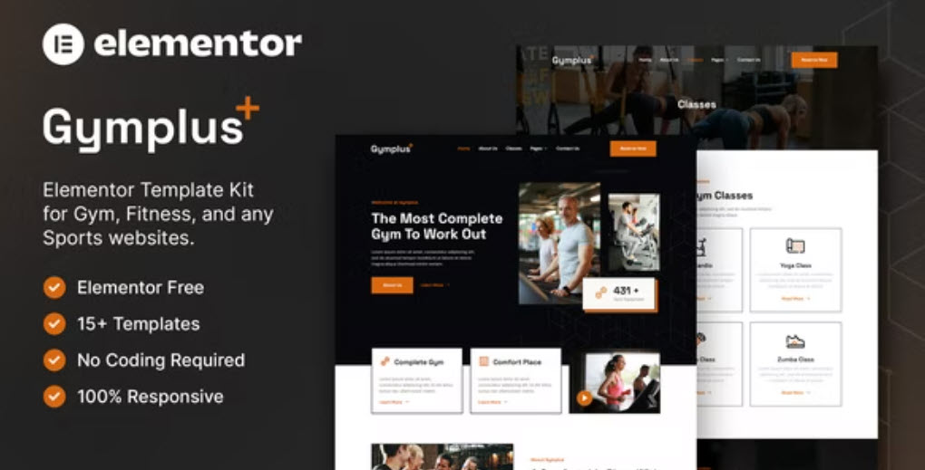 Gymplus Gym & Fitness Elementor Template Kit