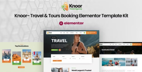 Knoor Travel & Tours Booking Elementor Template Kit