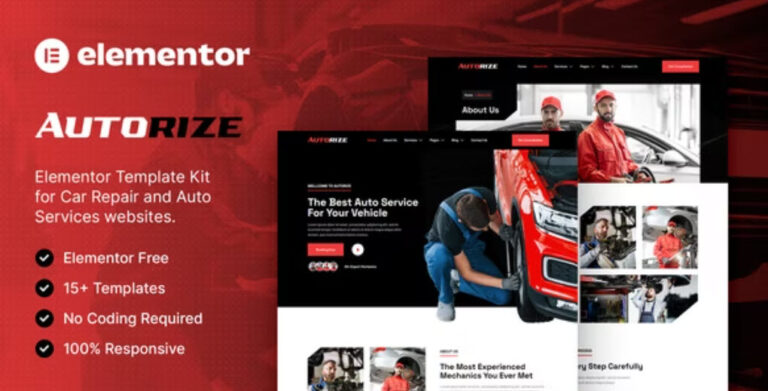 Autorize Car Repair & Auto Services Elementor Template Kit