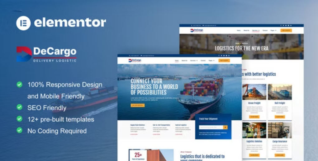 DeCargo Logistics & Transportation Services Elementor Template Kit