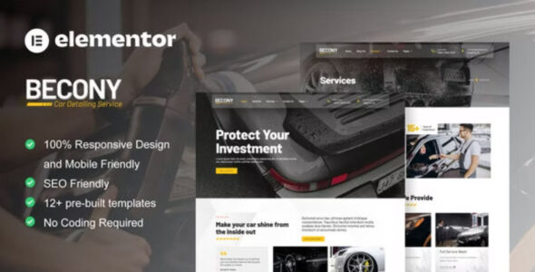 Becony Car Detailing Services & Car Repair Elementor Template Kit