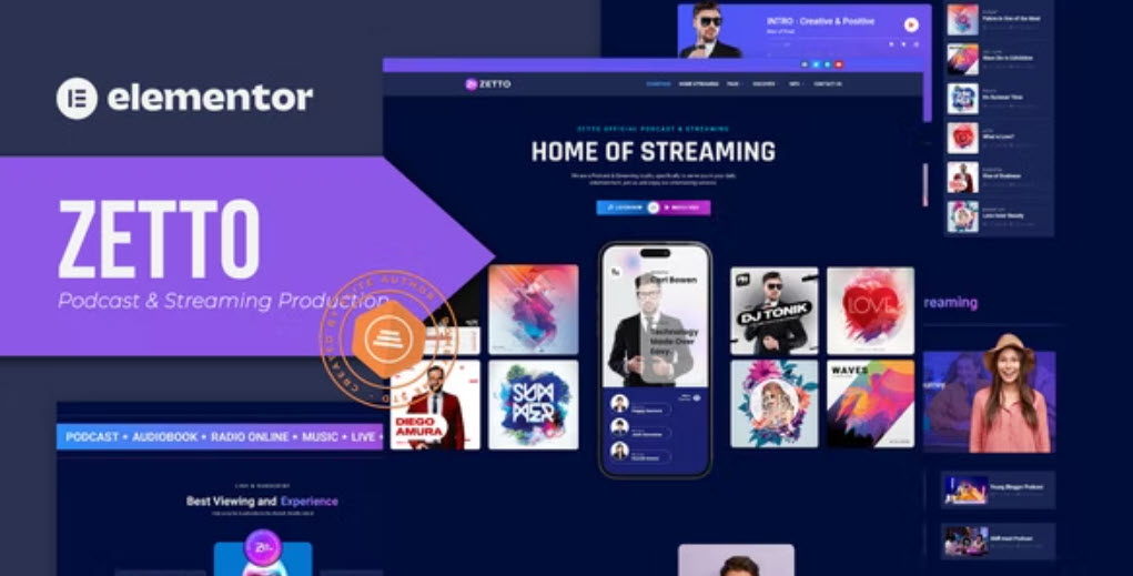 Zetto Podcast & Streaming Production Elementor Template Kit