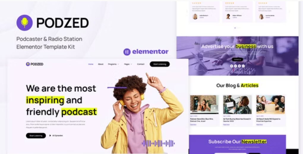 Podzed Podcaster & Radio Station Elementor Template Kit
