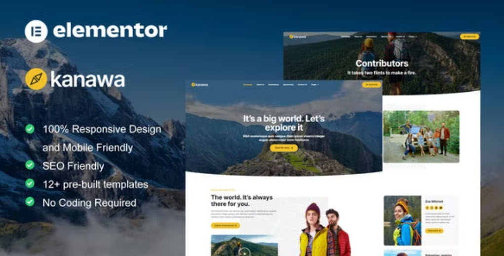 Kanawa Modern Travel Blog Elementor Template Kit
