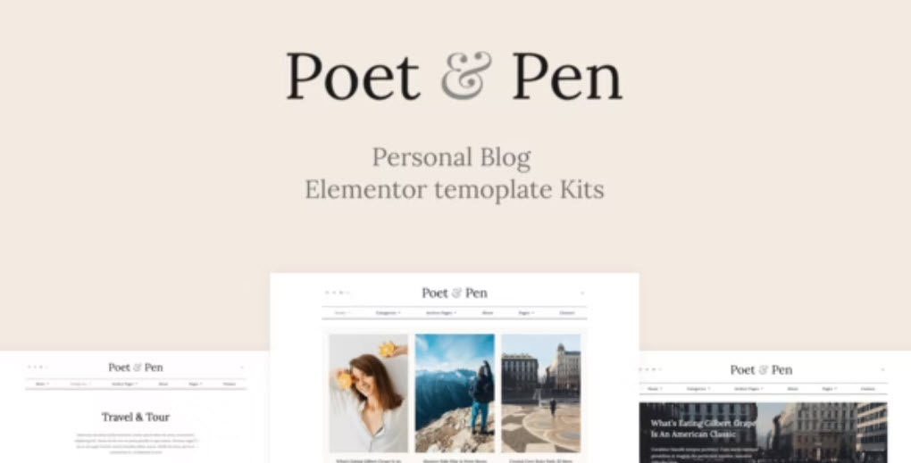 Poet & Pen Personal Blog Elementor Template Kit
