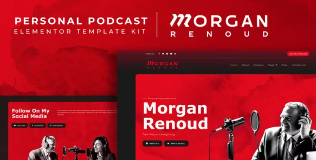 Morgan Renoud Personal Podcast Elementor Template Kit