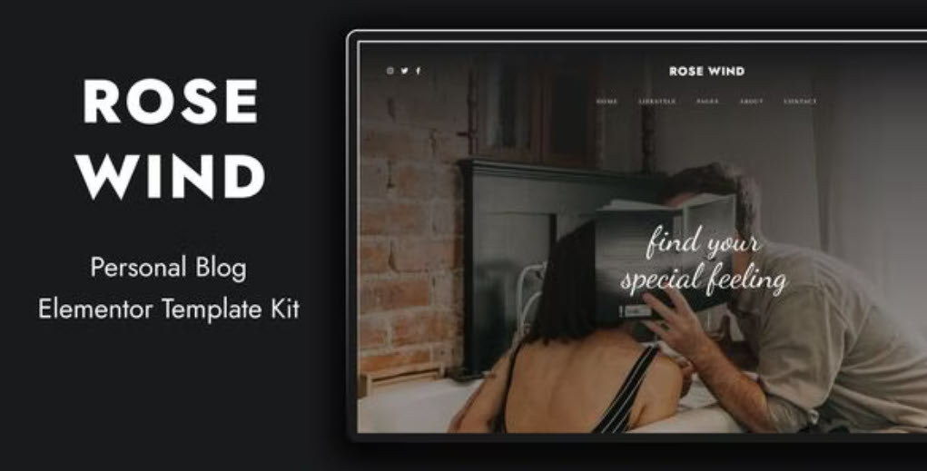 Rose Wind Personal Blog Elementor Template Kit