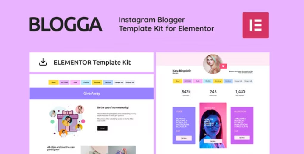 BLOGGA Instagram Blogger Elementor Template Kit