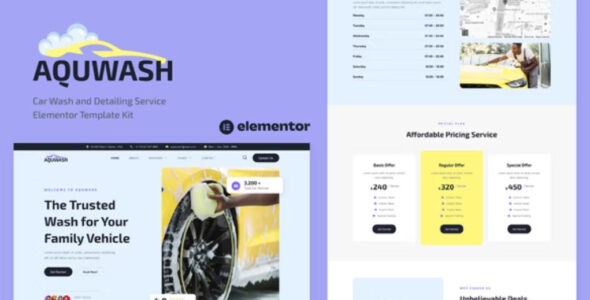 Aquwash Car Wash and Detailing Service Elementor Template Kit
