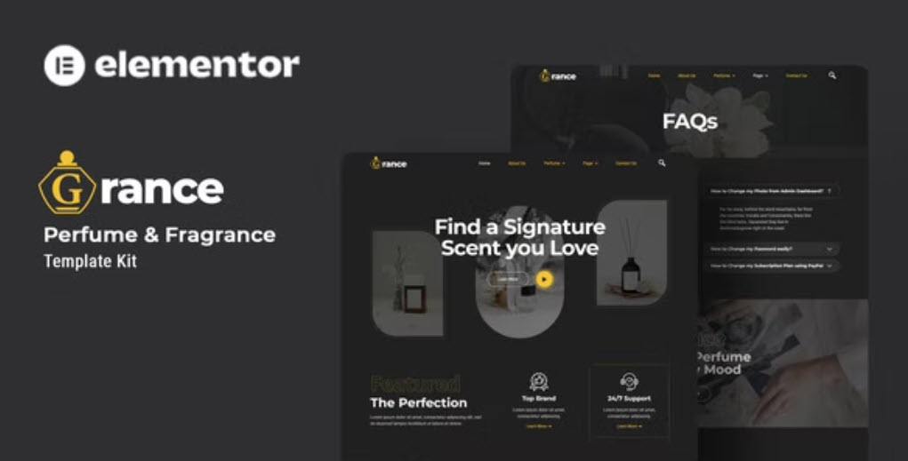 Grance Perfume & Fragrance Elementor Template Kit