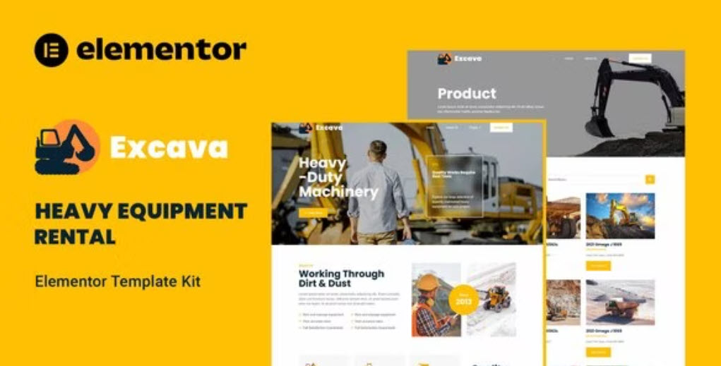 Excava Heavy Equipment Rental Elementor Template Kit