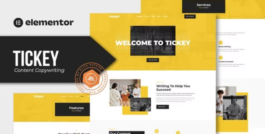 Tickey Content Copywriting Services Elementor Template Kit