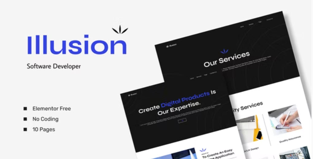 Illusion Software Developer Elementor Template Kits