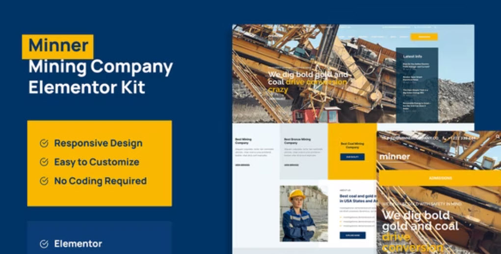 Minner Construction & Building Elementor Template Kit