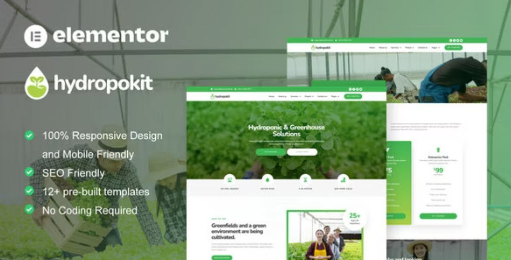 Hydropokit Hydroponic & Agriculture Elementor Template Kit