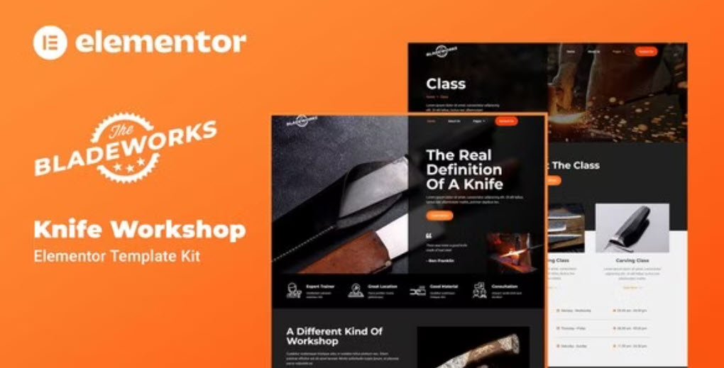 Bladeworks Knife Workshop Elementor Template Kit