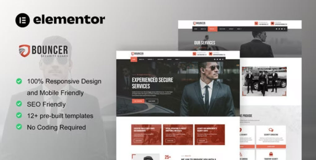 Bouncer Bodyguard & Security Agency Elementor Template Kit