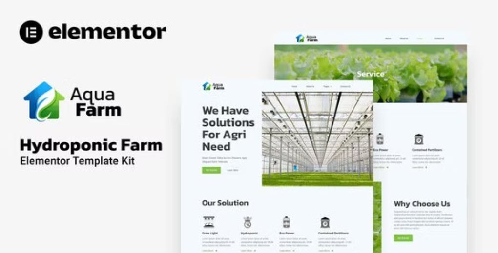Aquafarm Hydroponic Farm Elementor Template Kit