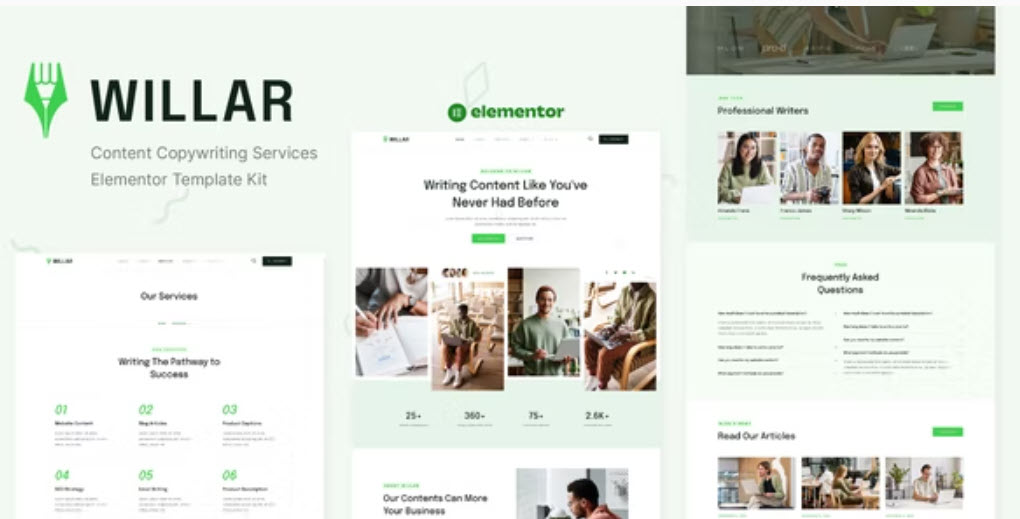 Willar Content Copywriting Services Elementor Template Kit