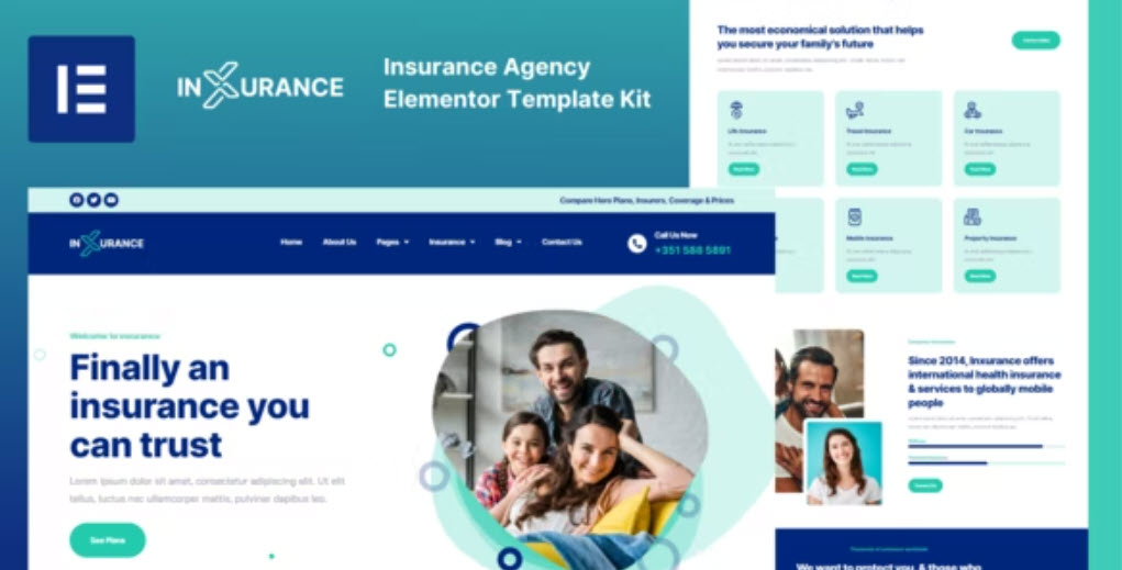 Inxurance Insurance Agency Elementor Template Kit