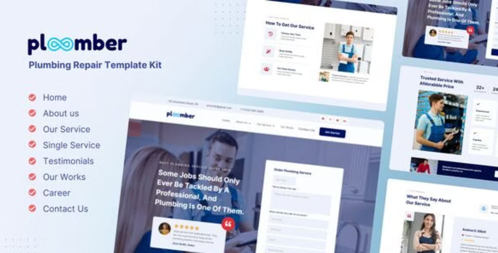 Ploomber Plumbing Repair Elementor Template Kit