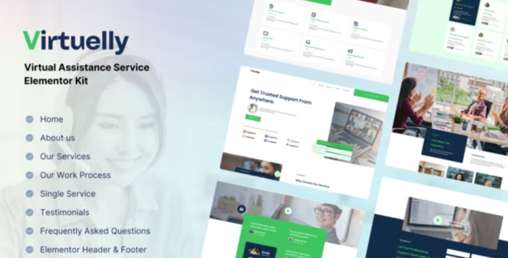 Virtuelly Virtual Assistant Service Elementor Template Kit