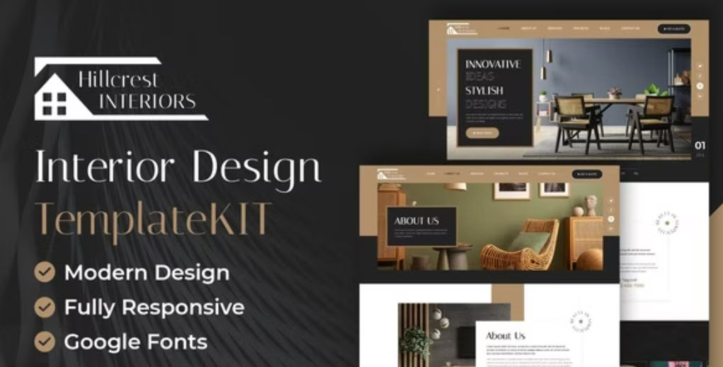 Hillcrest Interior Design Elementor Template Kit