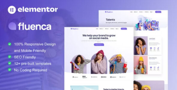 Fluenca Social Media Agency Elementor Pro Template Kit