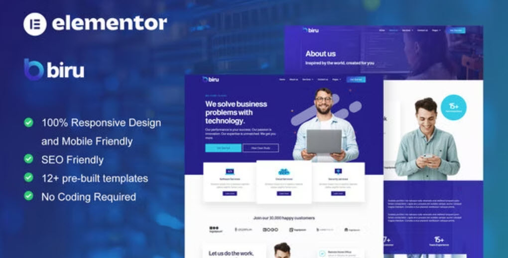 Biru IT Services Elementor Pro Full Site Template Kit