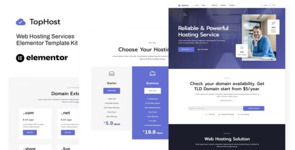 TopHost Web Hosting Services Elementor Template Kit