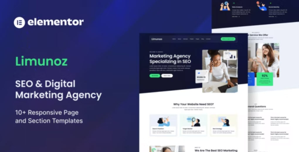 Limunoz Digital Marketing & SEO Agency Elementor Template Kit