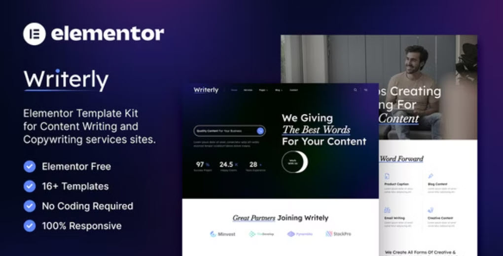 Writerly – Content Writing & Copywriting Elementor Template Kit